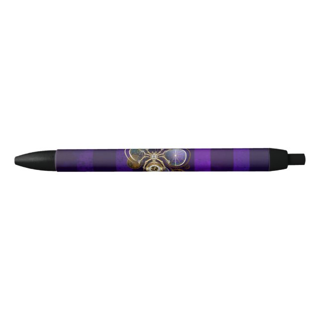 Stylo Noir Spider Steampunk sur Arrière - plan pourpre (Devant)