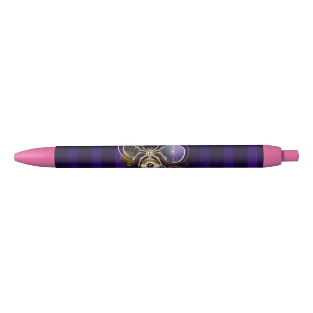 Stylo Noir Spider Steampunk sur Arrière - plan pourpre (Devant)