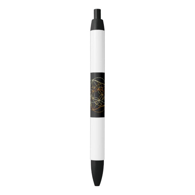 Stylo Noir Spirale de Fibonacci la géométrie sacrée (devant Vertical)
