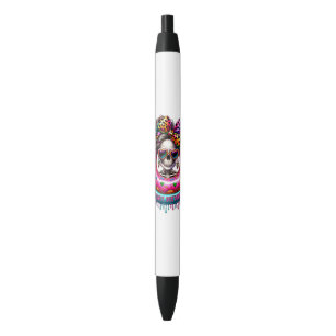 Stylo Noir Squelette de soins de donut sarcastique amusant
