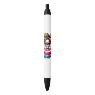 Stylo Noir Squelette de soins de donut sarcastique amusant