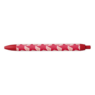 Stylo Noir Star moderne géométrique - corail rouge et rose