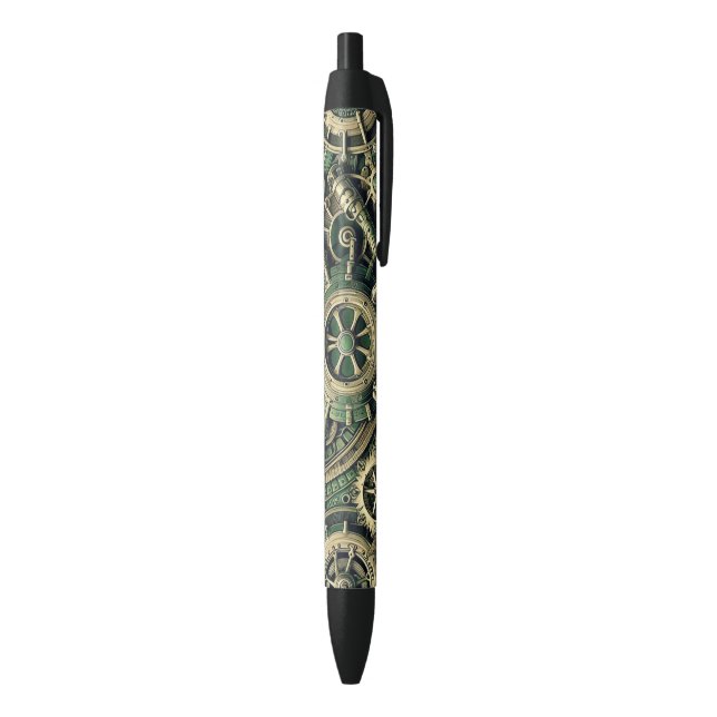 Stylo Noir Steampunk Industrial Green Clocwork Gears (Bas (Vertical))
