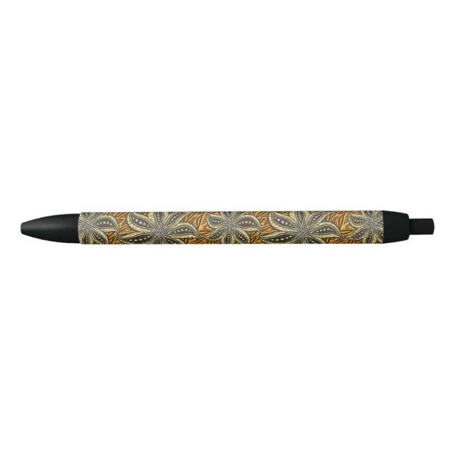 Stylo Noir Style Batik Floral Abstrait africain (Devant)