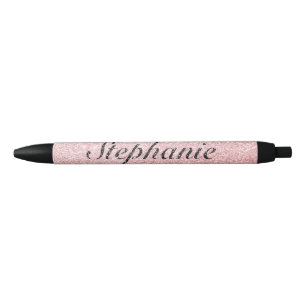 Stylo Noir Style de Parties scintillant rose de nom personnal