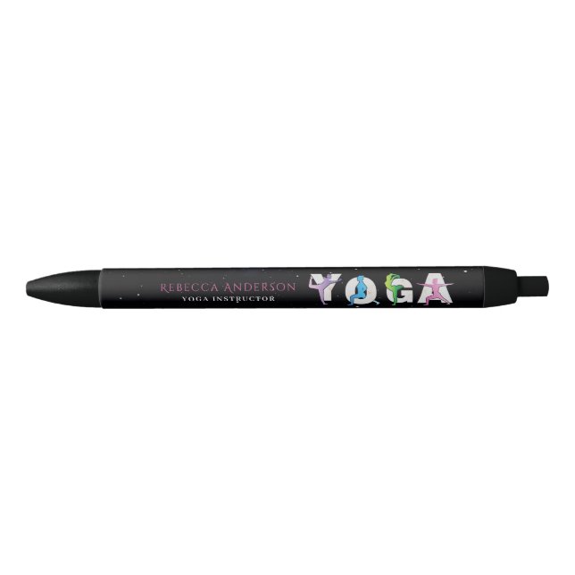 Stylo Noir Style d'instructeur de yoga moderne | Guérison hol (Devant)