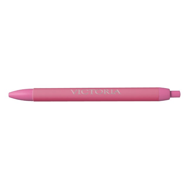 Stylo Noir Stylet de nom personnalisé Victoria (Devant)