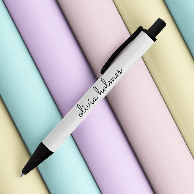 Stylo Noir Stylish monogram | Minimaliste moderne (Créateur téléchargé)