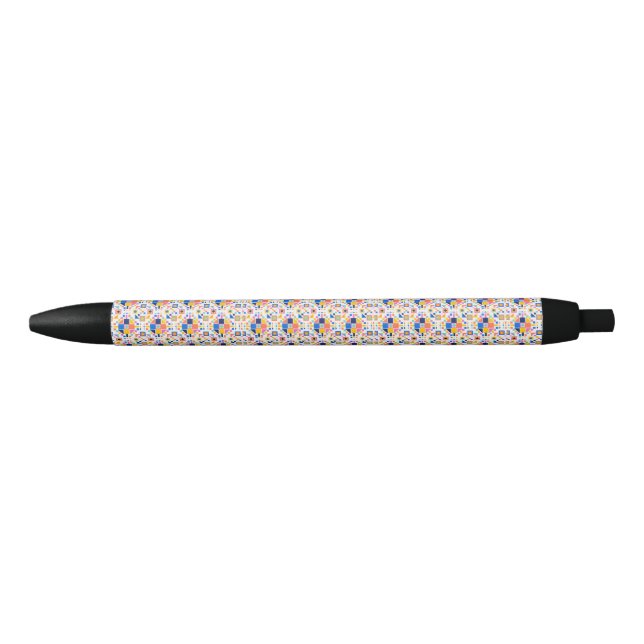 Stylo Noir Stylish pen with a colorful geometric pattern (Devant)
