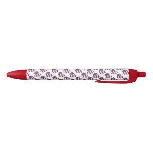 Stylo Noir Stylo/Coeurs rouge, blanc et bleu