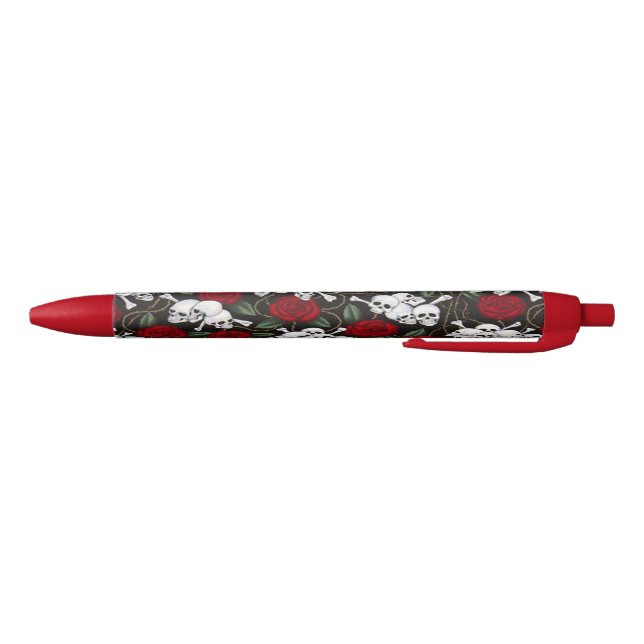 Stylo Noir Stylo/crâne et roses (Bas)