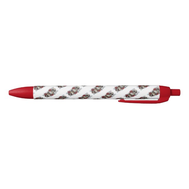Stylo Noir Stylo/crâne et Roses (Bas)