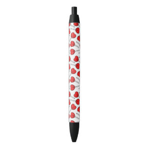 Stylo Noir Sucettes rouges, sucettes en forme de cœur, motif 