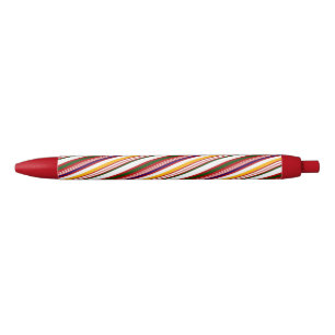 Stylo Noir Sucre de canne coloré rayures Noël