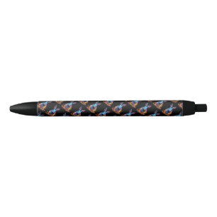 Stylo Noir Superbe Lapin Bleu en feu