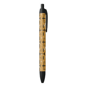 Stylo Noir Symbole de Justice Balance dorée scintillante