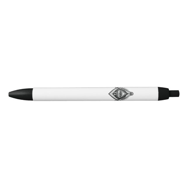 Stylo Noir symbole de la franc-maçonnerie (Devant)