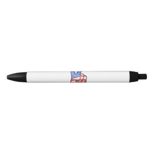 Stylo Noir Symbole de paix du drapeau américain T-shirt quatr