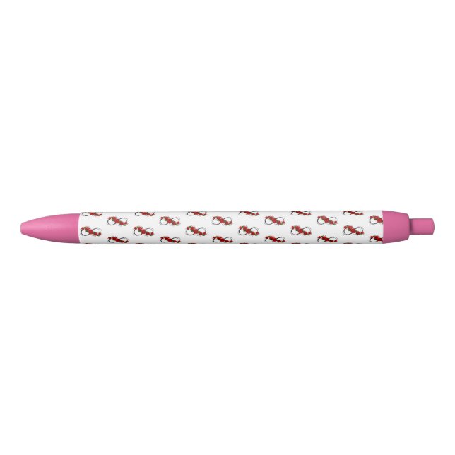Stylo Noir Symbole d'infini avec les roses rouges (Devant)