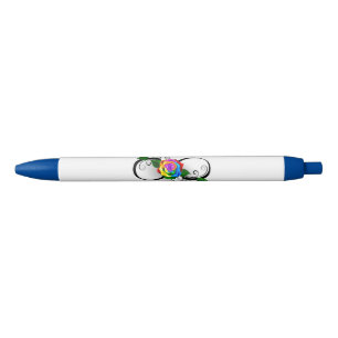 Stylo Noir Symbole d'infini avec Rose arc-en-ciel