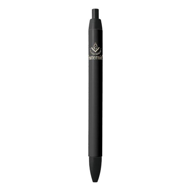 Stylo Noir Symbole franc-maçonnerie (devant Vertical)