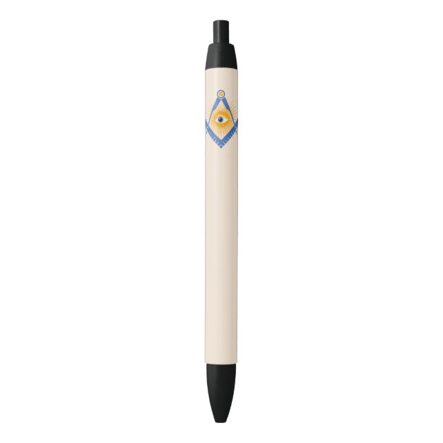 Stylo Noir Symbole franc-maçonnerie (devant Vertical)