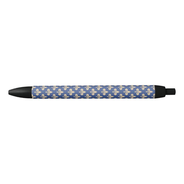 Stylo Noir Symboles de fleur de lis (Devant)