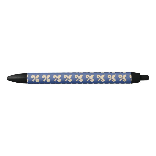 Stylo Noir Symboles de fleur de lys (Devant)
