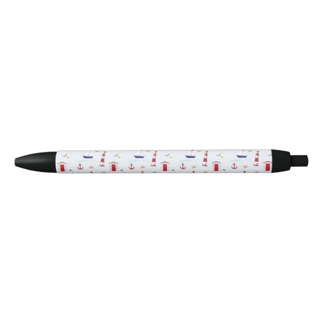 Stylo Noir Symboles de la mer cool (Devant)