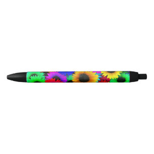 Stylo Noir Tableau joyeux de tournesols colorés