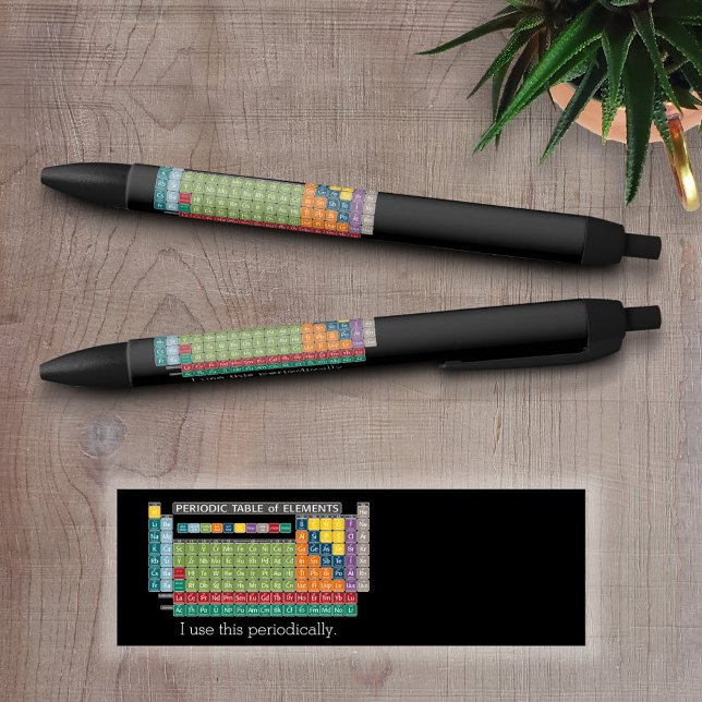 Stylo Noir Tableau périodique des éléments - Étudiants (Periodic Table of Elements on a writing pen)
