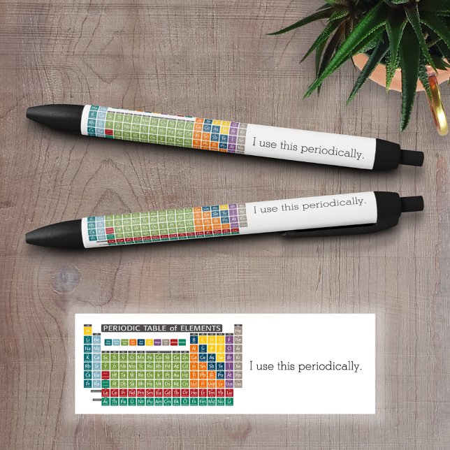 Stylo Noir Tableau périodique des éléments - Utilisation péri (Periodic Table of Elements on a writing pen)