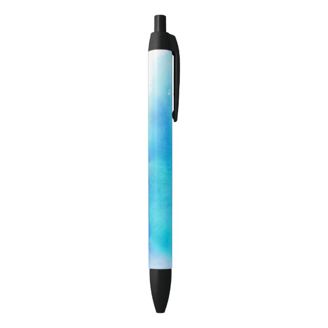 Stylo Noir Tache bleue, peint à la main abstrait d'aquarelle (Bas (Vertical))