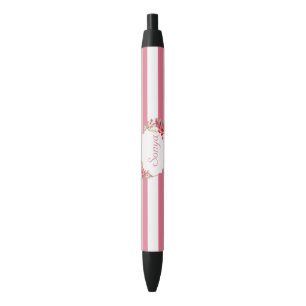 Stylo Noir Tailles Roses Avec Fleurs