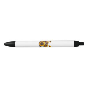 Stylo Noir Tambours Tournesol Fleur Musicien Musique Floral