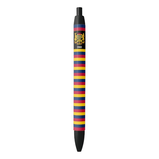 Stylo Noir Tchad Drapeau mignon Patriotique (devant Vertical)