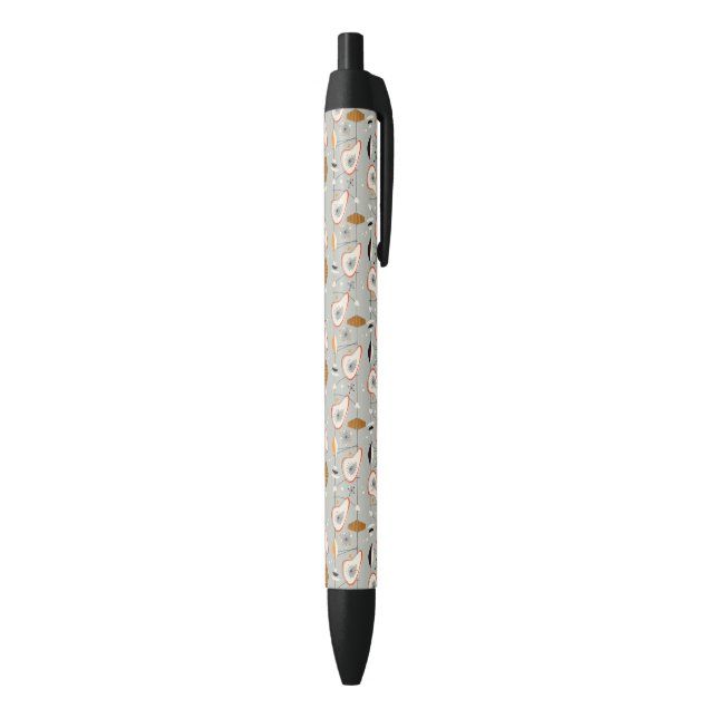 Stylo Noir Teal géométrique et motif bleu (Bas (Vertical))