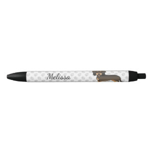 Stylo Noir Teckel à poil dur sanglier dessin animé de chien &