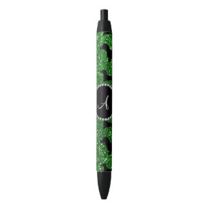 Stylo Noir Teckel de parties scintillantes de vert de