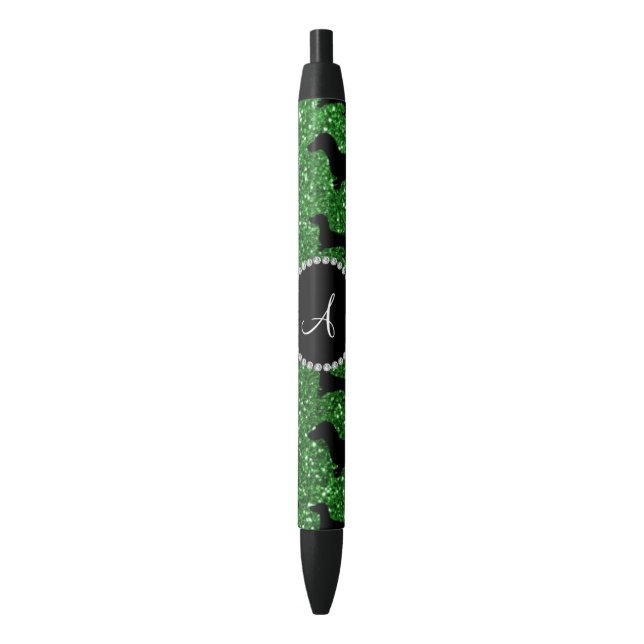 Stylo Noir Teckel de parties scintillantes de vert de (devant Vertical)