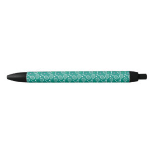 Stylo Noir Tennis Racket Motif Green