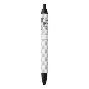 Stylo Noir Térrier Jack Russell à poil dur noir et nom