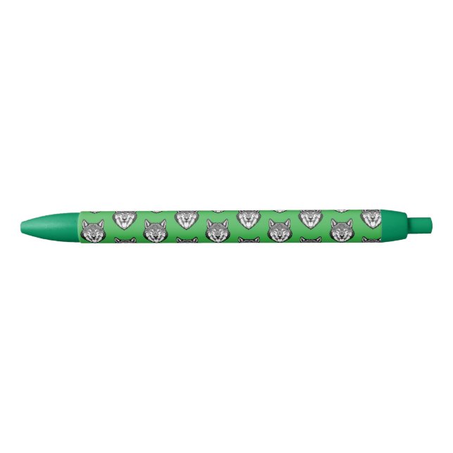 Stylo Noir Tête de loup de face (Devant)