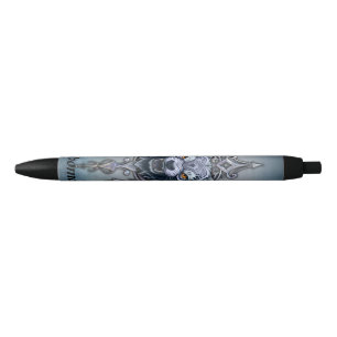 Stylo Noir Tête de loup mystique.