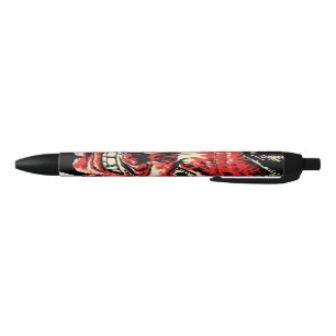 Stylo Noir Tête vintage de diable rouge de Halloween