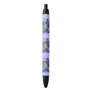 Stylo Noir Texas State Mockingbird & Bluebonnet Flower