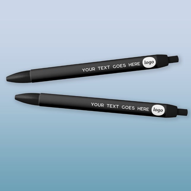 Stylo Noir Texte de logo promotionnel d'entreprise (Logo and text custom business promotional pen)