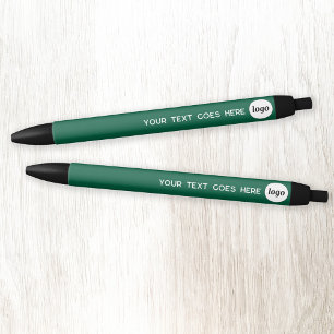 Stylo Noir Texte de logo Vert Entreprise Marque Promotionnel