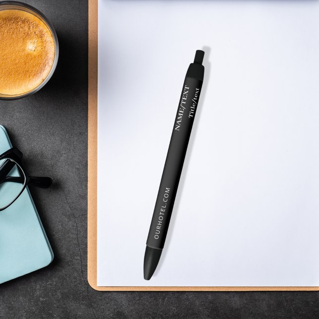 Stylo Noir Texte du nom du site Web en noir blanc (Créateur téléchargé)