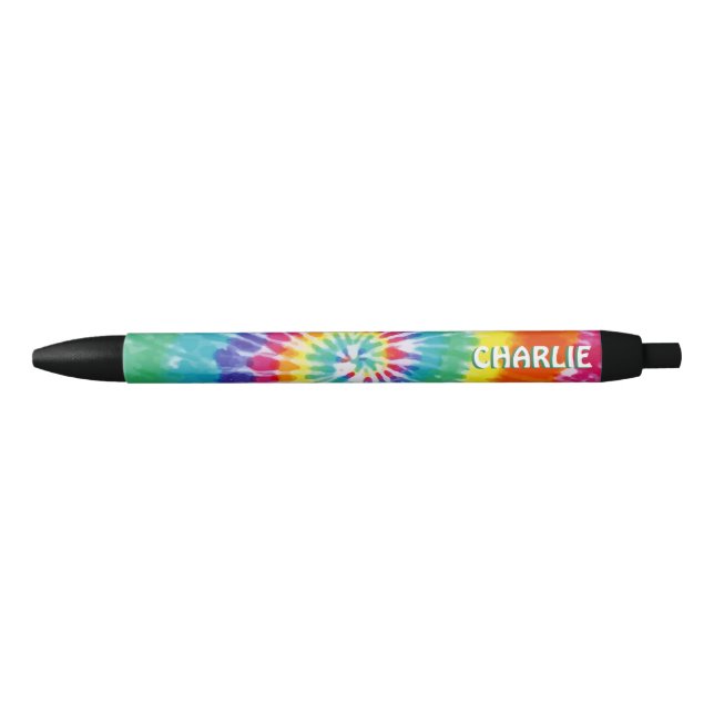 Stylo Noir Tie Dye Super Personnalisé Retour à l'école (Devant)